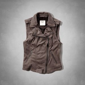 Abercrombie & Fitch Faux Suede Moto Vest